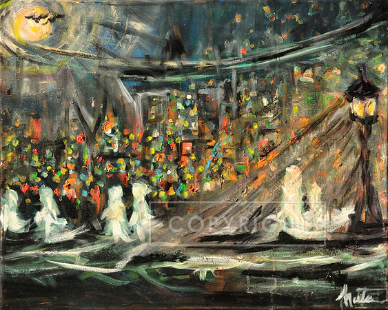"Ghost Walk", Oil , cards and prints